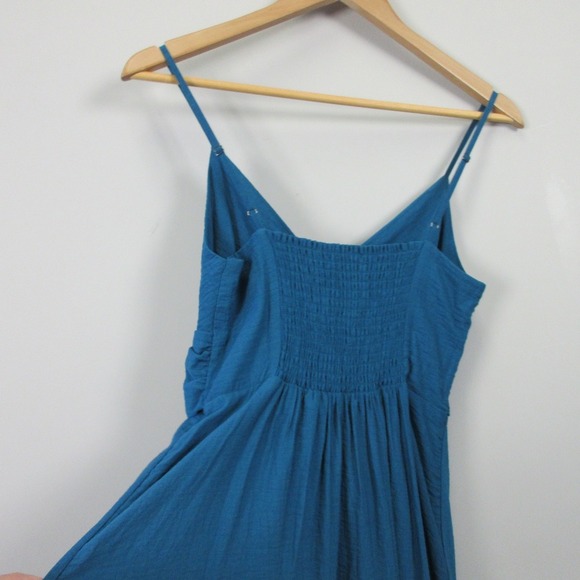 Banana Republic Twist Front Dress 6 Blue Midi V Neck Tank Casual Boho Party 338 - Picture 6 of 12